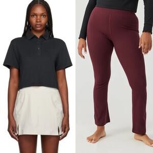 NWT Outdoor Voices SuperForm Rib Kick Flare Pant & Birdie Crop Polo Bundle XXS